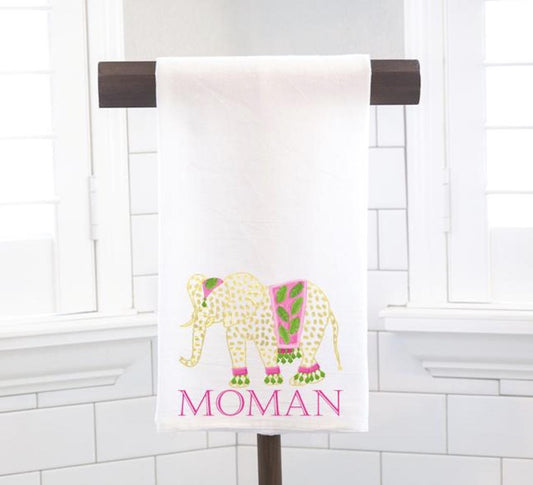 Personalized Elephant, Flour Sack Tea Towel - Hostess Gift