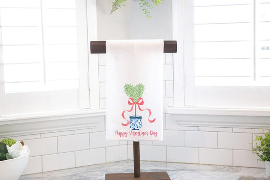 Valentine's Day Flour Sack Towel – Heart Topiary, Chinoiserie