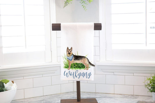 Personalized Custom German Shepard Flour Sack Tea Towel - Gift for Dog Lover