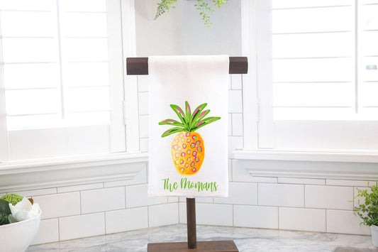 Personalized Pineapple Flour Sack Tea Towel - Hostess Gift - Housewarming Gift - Custom