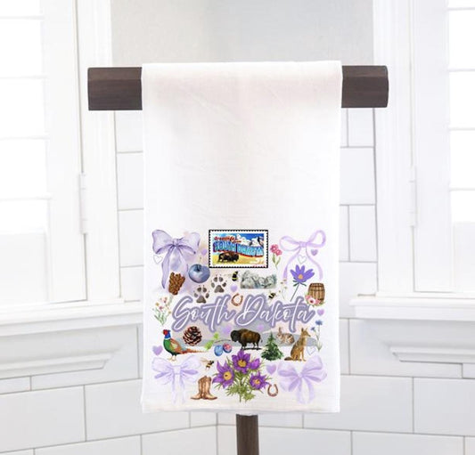 Coquette South Dakota State, Flour Sack Tea Towel - Preppy Gift