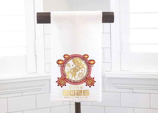 Year of the Horse Flour Sack Towel, Chinese New Year Hostess Gift