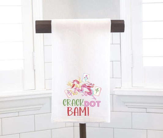 Dragon Dot Crack Bam Flour Sack Tea Towel, Hostess Gift, Mahjong