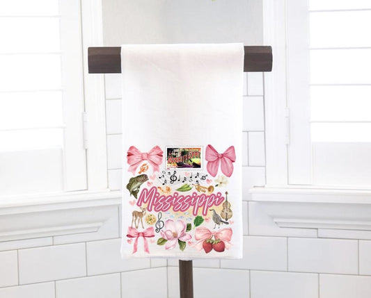Coquette Mississippi State, Flour Sack Tea Towel - Preppy Gift