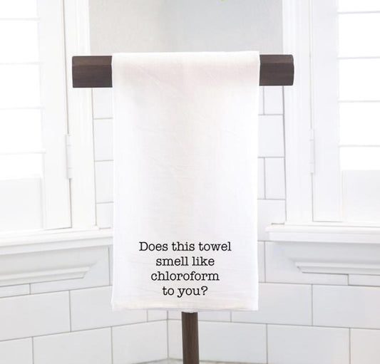 Does This Towel Smell Flour Sack Tea Towel - Hostess Gift - Housewarming Gift - Funny - Preppy