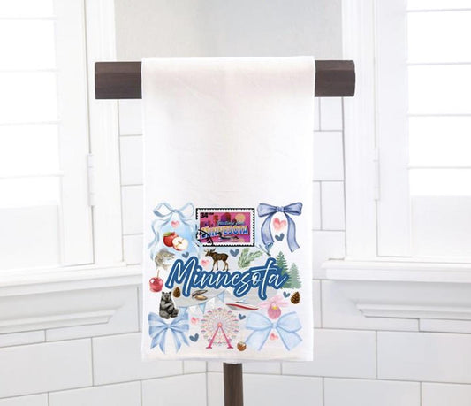 Coquette Minnesota State, Flour Sack Tea Towel - Preppy Gift