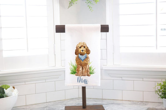 Personalized Golden Doodle Tea Towel – Dog Lover Gift, Kitchen Decor