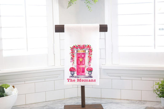 Personalized Hot Pink Front Door Flour Sack Tea Towel - Hostess Gift - Housewarming Gift - Valentines Day