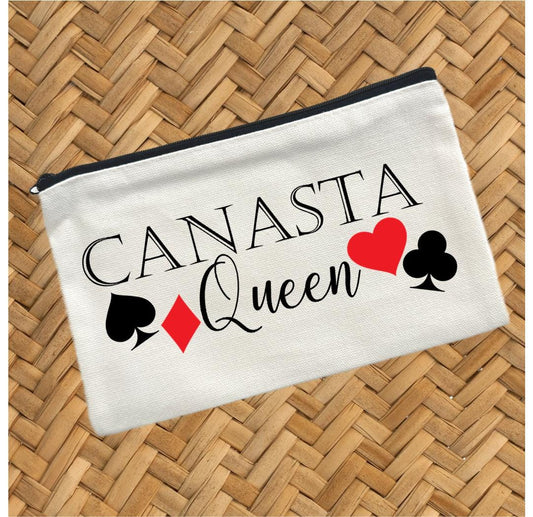 Canasta Queen, Canvas Pouch, Travel Cosmetic Bag