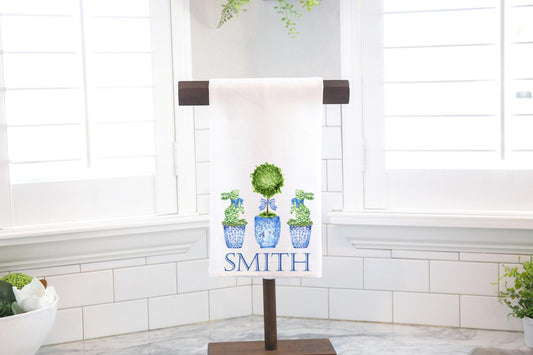 Personalized Chinoiserie Topiary Flour Sack Towel – Hostess Gift