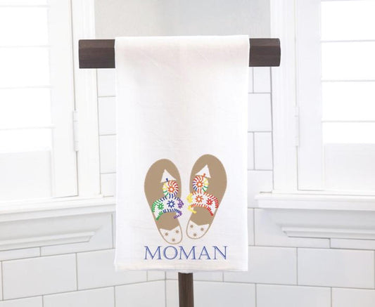 Personalized Custom Rainbow Preppy Sandals Palm Beach  Flour Sack Tea Towel - Preppy Gift