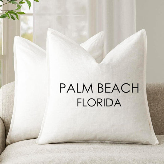 Personalized City State Linen Pillow Cover, Housewarming Wedding Gift