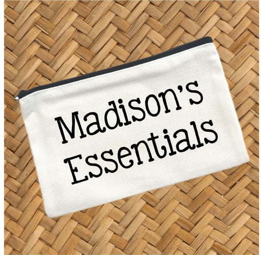 Personalized Canvas Makeup Pouch, Travel Cosmetic Bag, Bridesmaid Gift