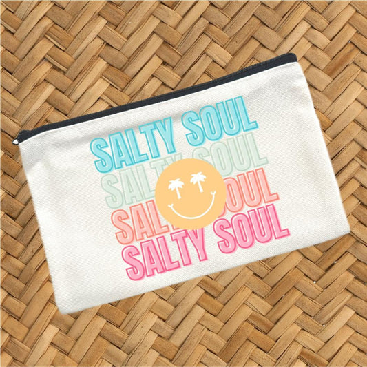 Salty Soul, Canvas Pouch, Travel Cosmetic Bag