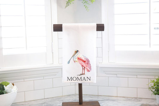 Personalized Custom Roseate Spoonbill Flour Sack Tea Towel - Gift for Bird Lover