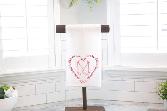 Personalized Monogram Heart Crest Valentine Flour Sack Tea Towel - Hostess Gift - Housewarming Gift - Valentines Day - Coquette
