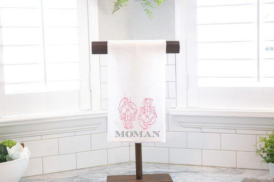 Personalized Custom Pink Lobsters, Flour Sack Tea Towel - Preppy Gift