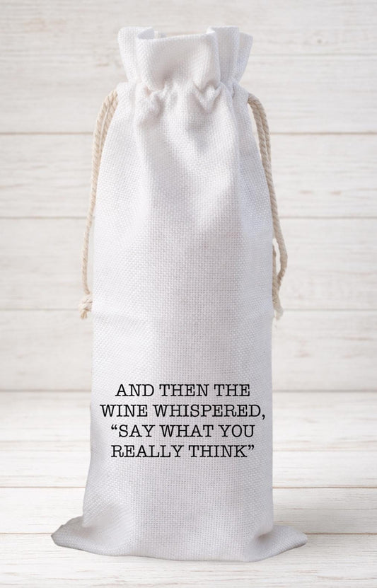 Wine Bottle Gift Bag, Reusable Canvas Drawstring Bag