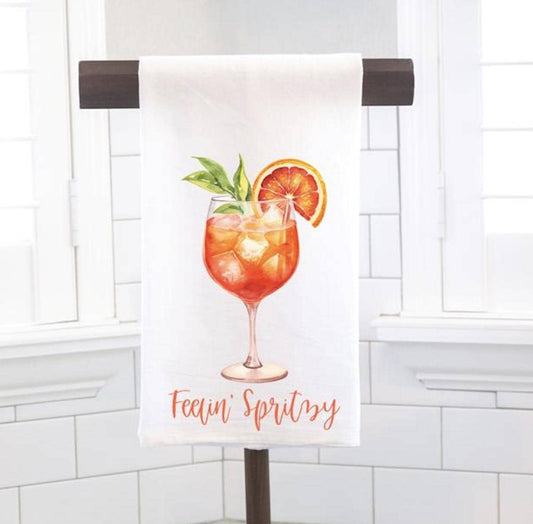 Feelin' Spritzy Aperol Spritz Flour Sack Tea Towel - Hostess Gift - Housewarming Gift
