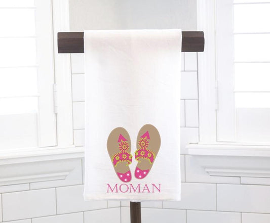 Personalized Palm Beach Sandals Flour Sack Tea Towel – Gift For Preppy Friend