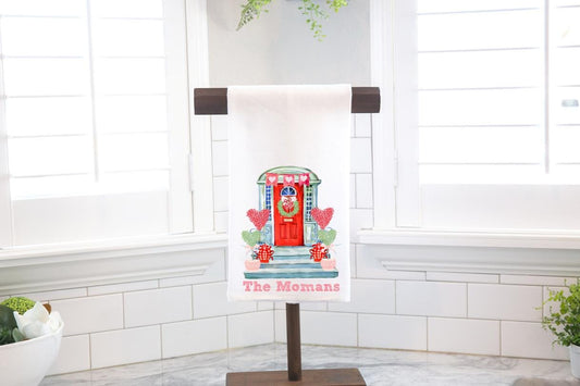 Valentines Day Heart Front Porch Flour Sack Tea Towel - Hostess Gift - Housewarming Gift