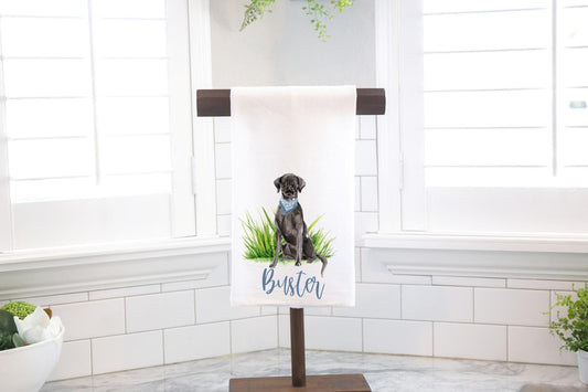 Personalized Custom Black Lab Flour Sack Tea Towel - Gift for Dog Lover