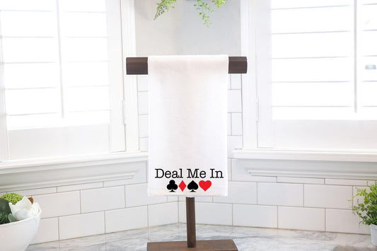 Canasta Deal Me In Flour Sack Tea Towel – Hostess Gift- Preppy