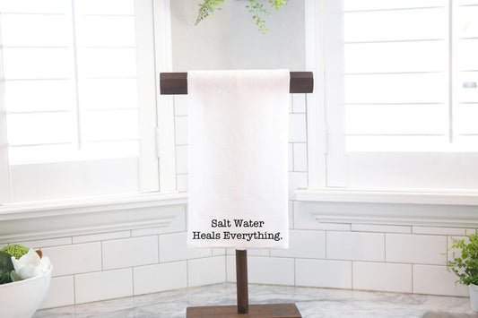Salt Water Heals Everything Flour Sack Tea Towel, Coastal Kitchen Decor
