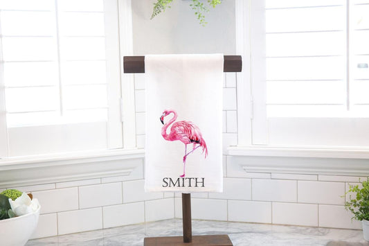 Personalized Custom Flamingo Flour Sack Tea Towel - Gift for Bird Lover - Tropical