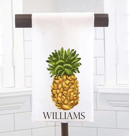 Personalized Pineapple Flour Sack Tea Towel - Hostess Gift - Housewarming Gift